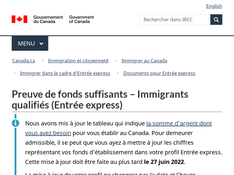 Preuve De Fonds Suffisants Immigrants Qualifi S Entr E Express Canada Ca Cb Click