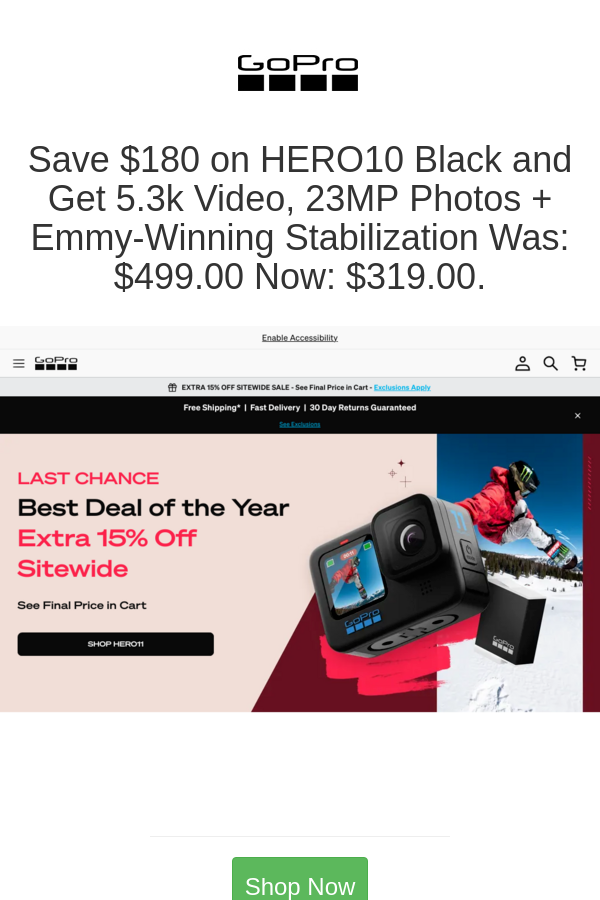 GoPro Deals Extra 15 off Sitewide. GoPro Coupons and Deals for